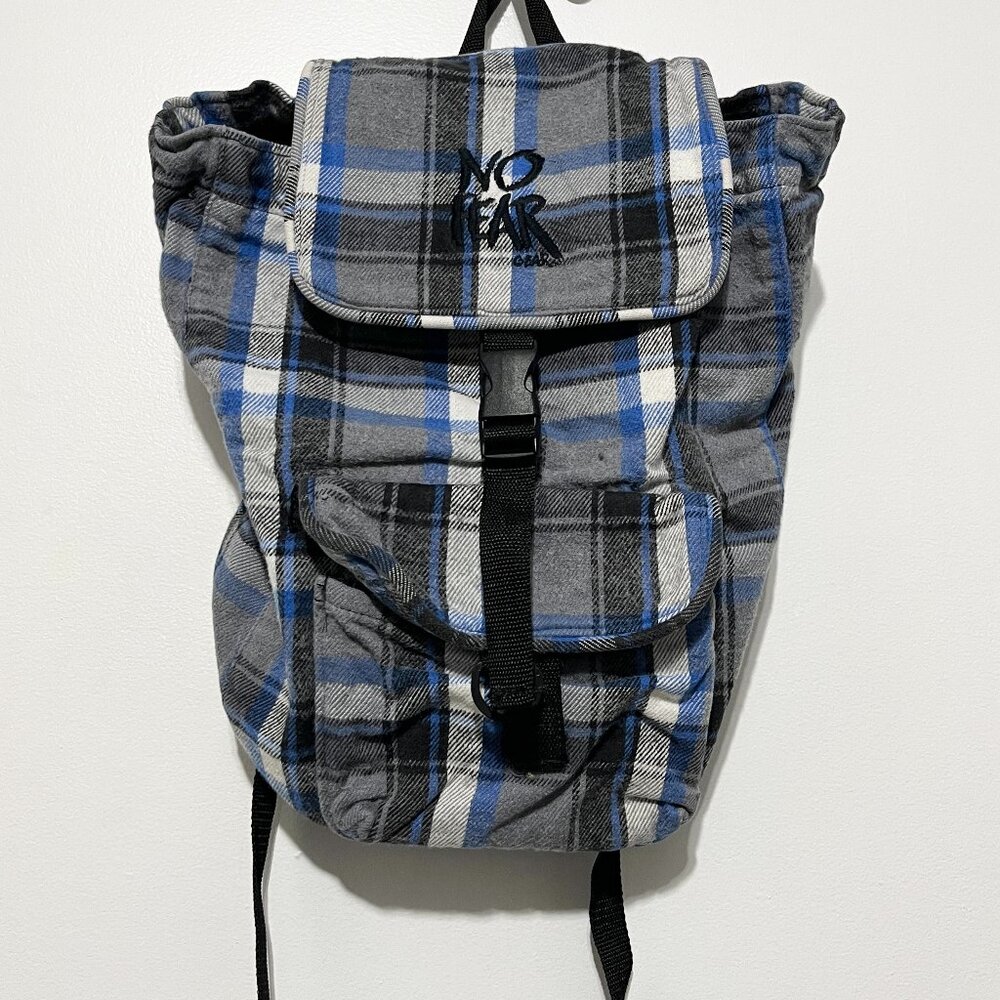 No Fear Vintage 90s Flannel Backpack Plaid Skater Y2K Grunge Punk Jesse Pinkman